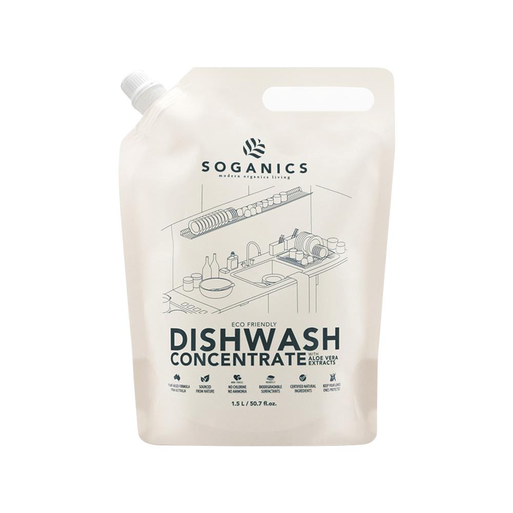 รีฟิลน้ำยาล้างจาน SOGANICS อโลเวร่า 1.5 ลิตร