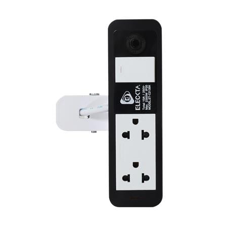 รางปลั๊กไฟ 2 ช่อง 1 สวิตช์ แคลมป์ ELECKTA ET-C213BK 3 เมตร สีขาว/ดำ