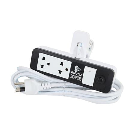 รางปลั๊กไฟ 2 ช่อง 1 สวิตช์ แคลมป์ ELECKTA ET-C213BK 3 เมตร สีขาว/ดำ_2