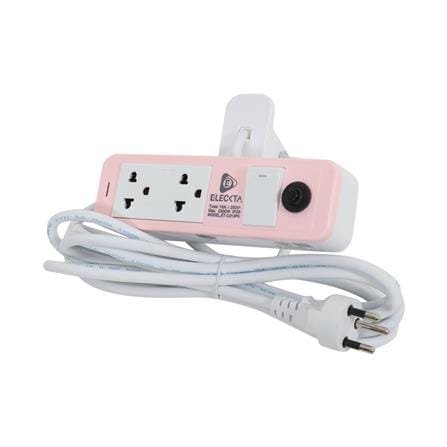 รางปลั๊กไฟ 2 ช่อง 1 สวิตช์ แคลมป์ ELECKTA ET-C213PK 3 เมตร สีขาว/ชมพู_2
