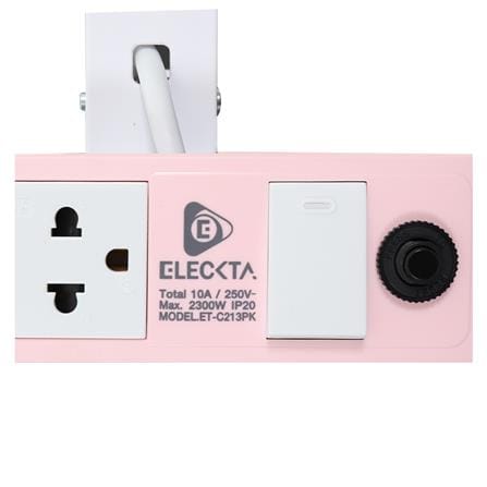 รางปลั๊กไฟ 2 ช่อง 1 สวิตช์ แคลมป์ ELECKTA ET-C213PK 3 เมตร สีขาว/ชมพู_4