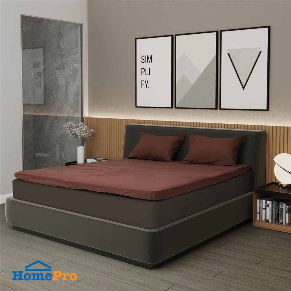 ชุดผ้าปู TOPPER 6 ฟุต 3 ชิ้น HOME LIVING STYLE LISA สีน้ำตาล