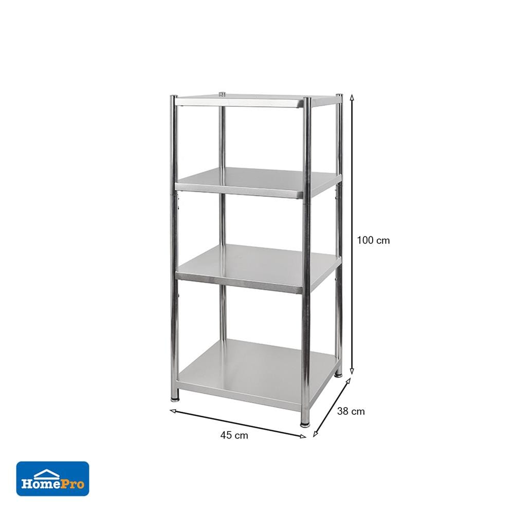ชั้นวางของสเตนเลส 4 ชั้น STACKO SPACE 45x38x100 ซม. สีสเตนเลส