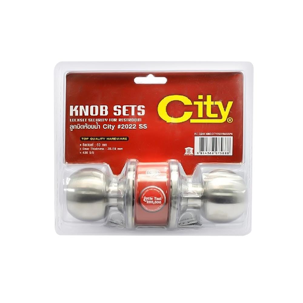ลูกบิดประตูห้องน้ำ หัวกลม CITY FLA05CN2022BKSSPK สีสเตนเลส