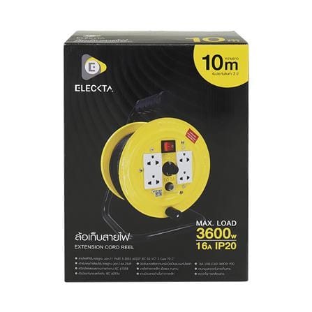 ล้อเก็บสายไฟ 4 ช่อง ELECKTA ET-MB1510 3600 วัตต์ 10 เมตร เหลือง_6