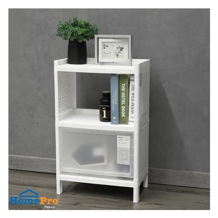 ชั้นวางของ 2 ชั้น 1 ลิ้นชัก STACKO MONO 48x30x76 ซม. สีขาว_3