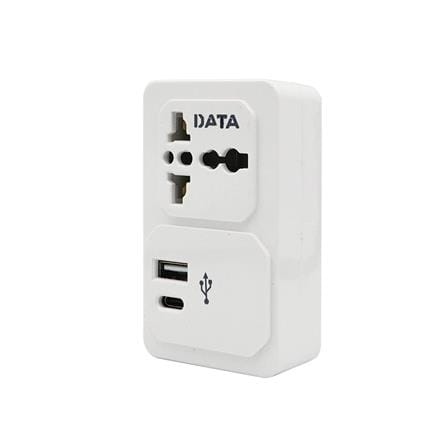 ปลั๊กแปลง 2 ขาแบน 1 ช่อง 1USB 1TYPE-C DATA AL36 10 แอมป์ สีขาว_1