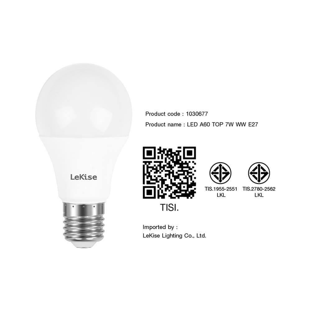 หลอด LED LEKISE A60 TOP 7 วัตต์ WARMWHITE E27
