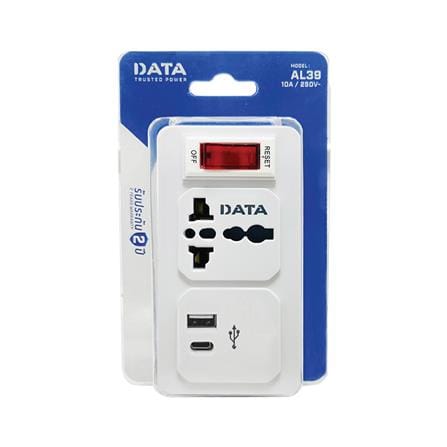 ปลั๊กแปลง 2 ขาแบน 1 ช่อง 1 สวิตช์ 1USB 1TYPE-C DATA AL39 10 แอมป์ สีขาว_4