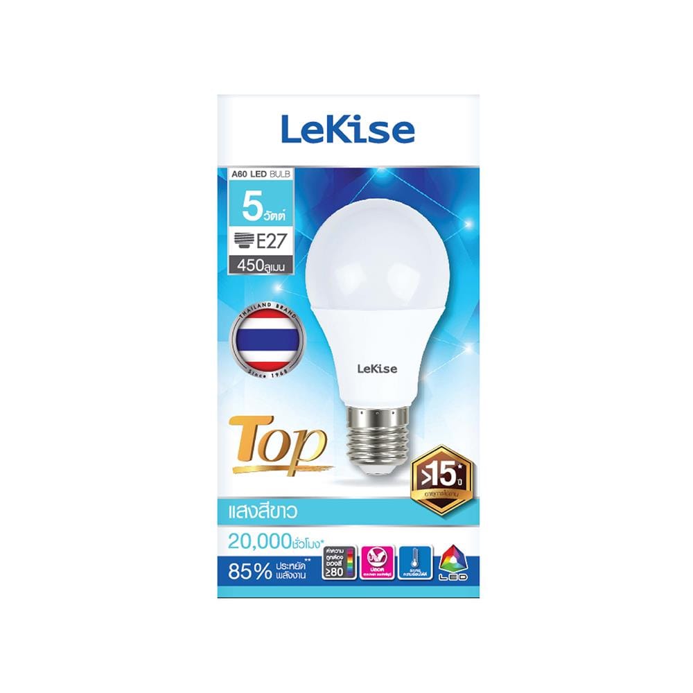หลอด LED LEKISE A60 TOP 5 วัตต์ DAYLIGHT E27