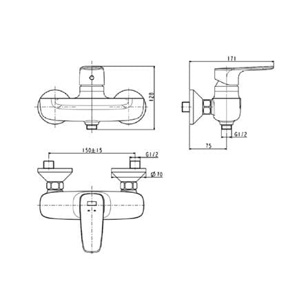 ก๊อกผสมยืนอาบพร้อมฝักบัว AMERICAN STANDARD A-1712-300_1