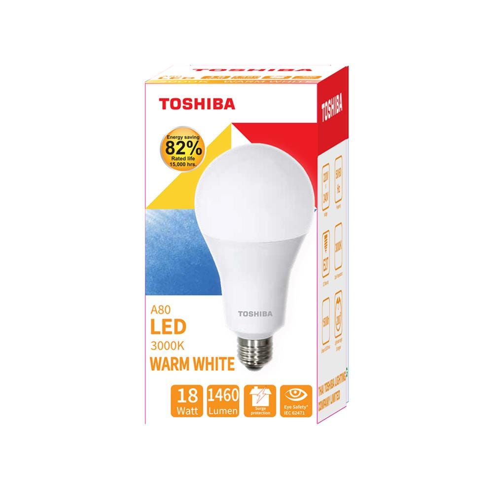 หลอด LED TOSHIBA BULB A80 18 วัตต์ WARMWHITE E27