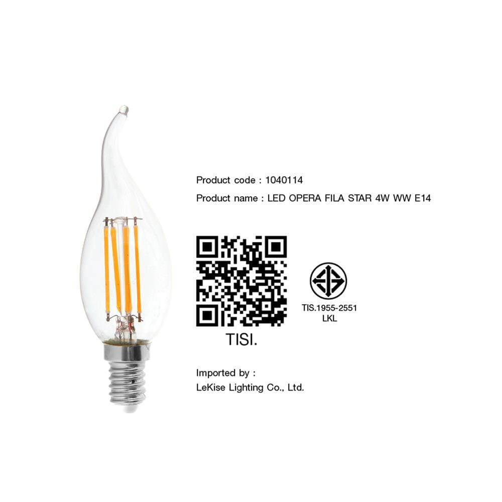หลอด LED LEKISE OPERA FILA STAR 4 วัตต์ WARMWHITE E14