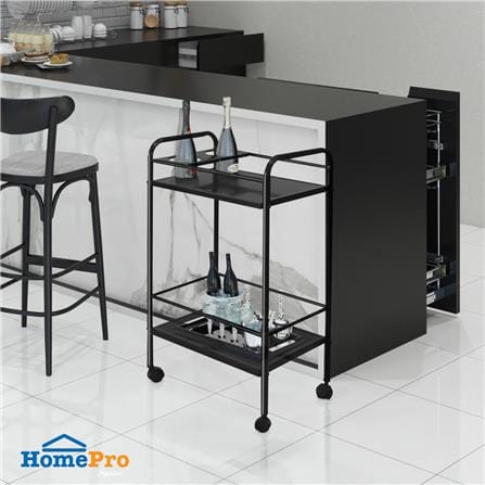 ชั้นวางของ 2 ชั้น มีล้อ ME LIVING BAR-S 44x31x81 ซม. สีดำ_5