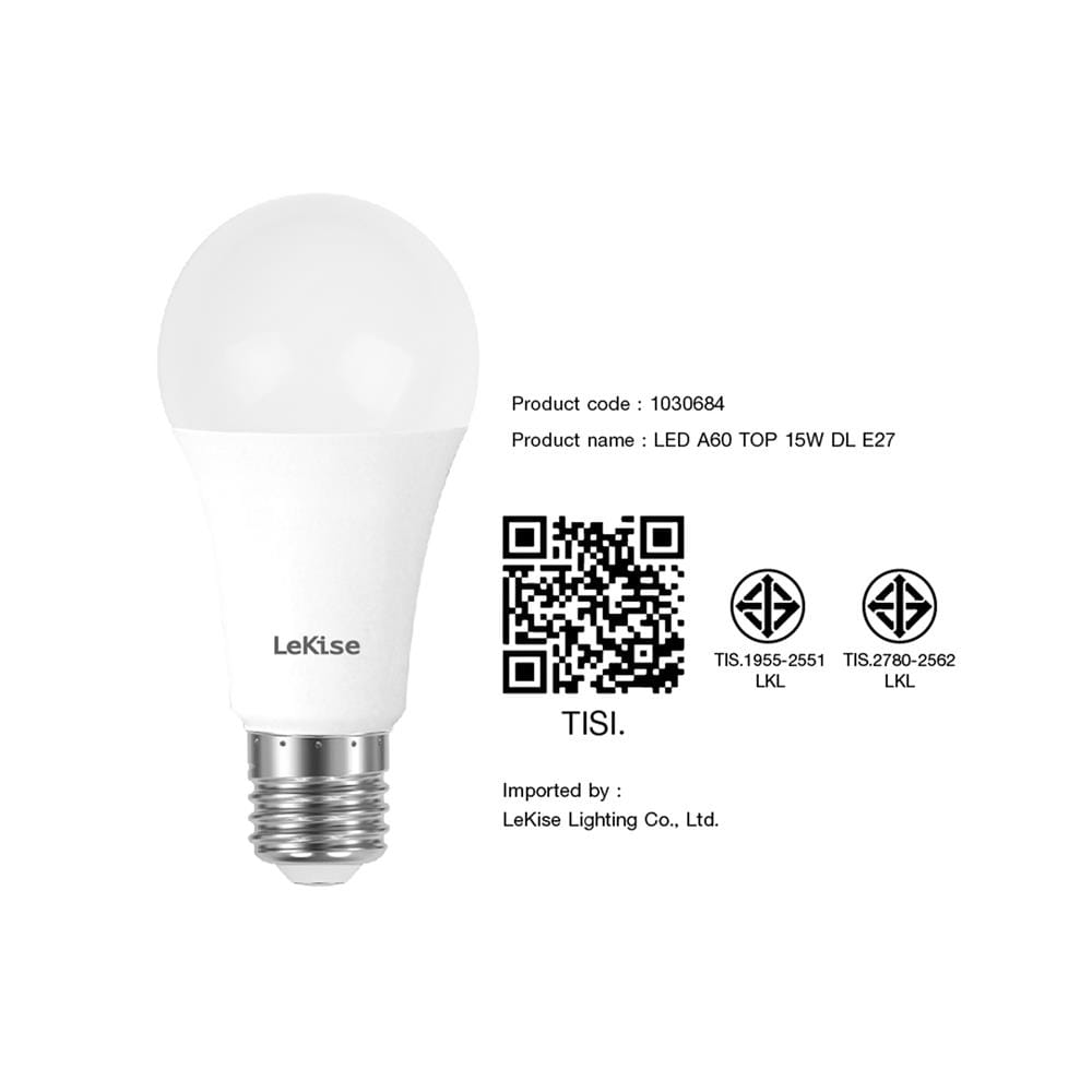 หลอด LED LEKISE A60 TOP 15 วัตต์ DAYLIGHT E27