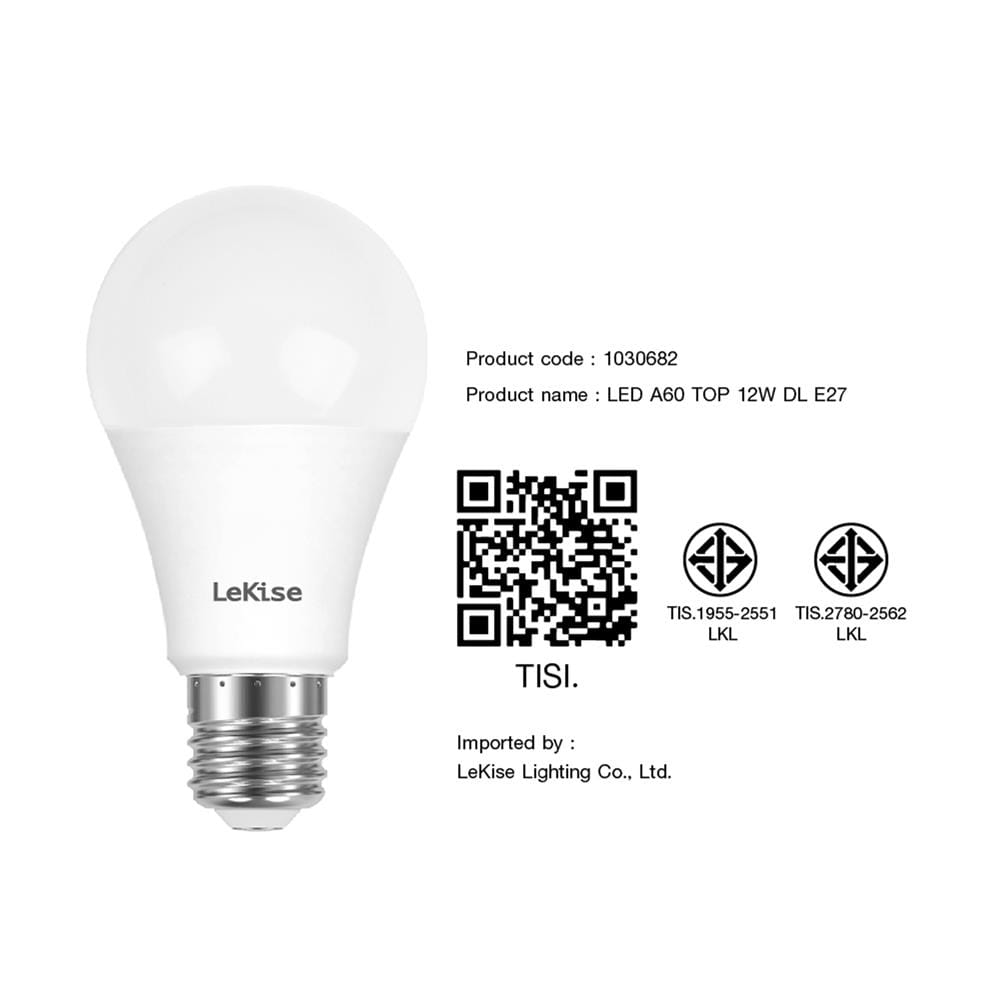 หลอด LED LEKISE A60 TOP 12 วัตต์ DAYLIGHT E27