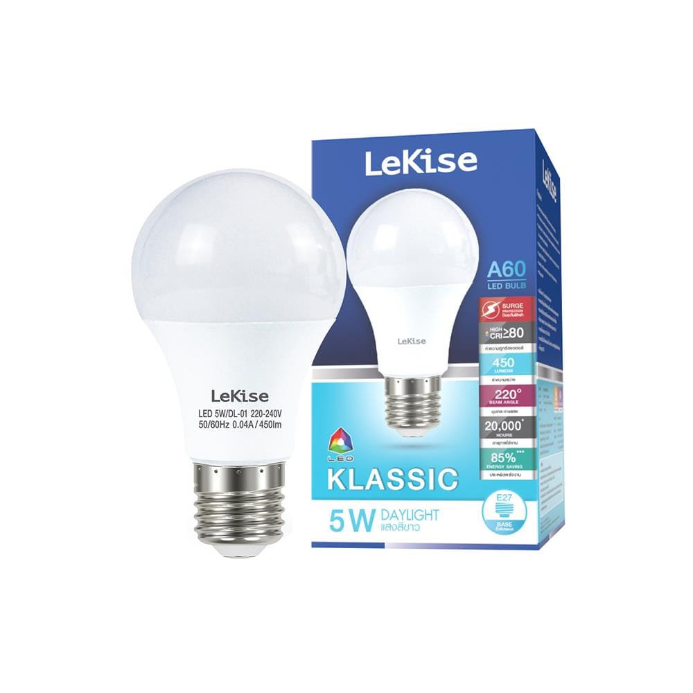 หลอด LED LEKISE A60 KLASSIC 5 วัตต์ DAYLIGHT E27