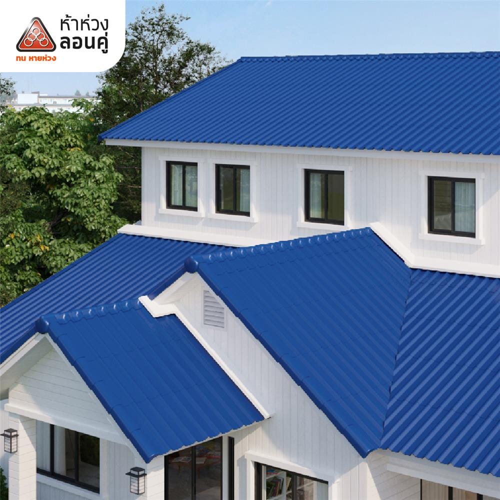 ครอบปิดจั่ว/ปิดชายตะเข้ ลอนคู่ ตราห้าห่วง 17x34x18.5 ซม. สีฟ้ารุ่งอรุณ