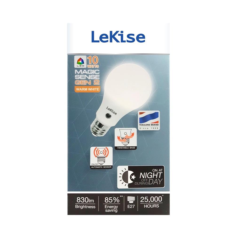 หลอด LED LEKISE LIGHT SENSOR 10 วัตต์ WARMWHITE E27