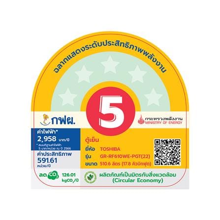 ตู้เย็น MULTI DOOR TOSHIBA GR-RF610WE-PGT(22) 17.8 คิว กระจกดำ_3