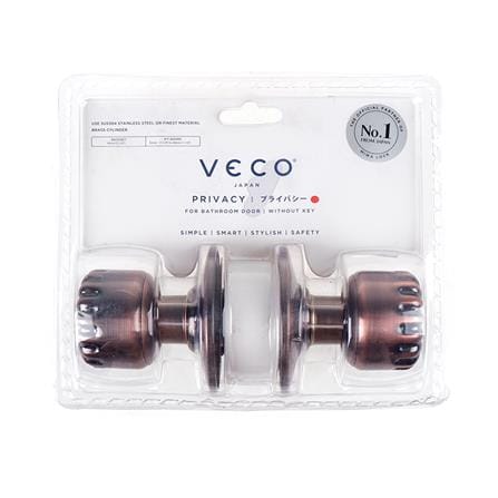ลูกบิดประตูห้องน้ำ หัวฟักทอง VECO 905-AC-BK สีทองแดงรมดำ_2