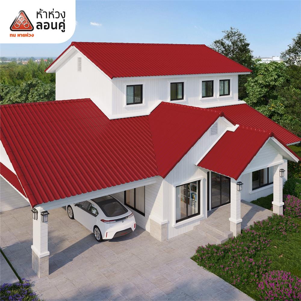 ครอบ 3 ทาง Y ลอนคู่ ตราห้าห่วง 42x47x16.5 ซม. สีแดงอาทิตย์