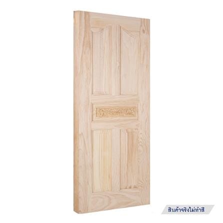 ประตูไม้สนนิวซีแลนด์ ไม่เจาะลูกบิด MODERN DOORS L118 80x200 ซม. สีธรรมชาติ_1