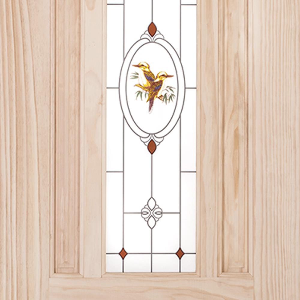 ประตูไม้สนนิวซีแลนด์ พร้อมกระจก MODERN DOORS BURRA 80X200 ซม. สีธรรมชาติ ไม่เจาะลูกบิด