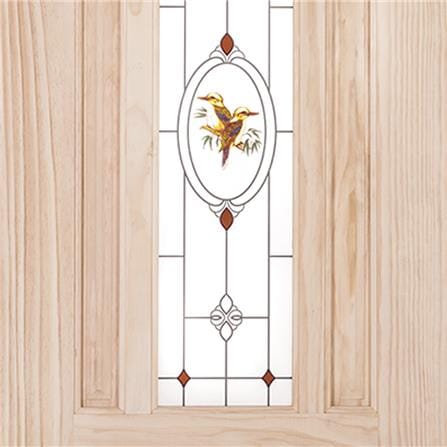 ประตูไม้สนนิวซีแลนด์ พร้อมกระจก MODERN DOORS BURRA 80X200 ซม. สีธรรมชาติ ไม่เจาะลูกบิด_1
