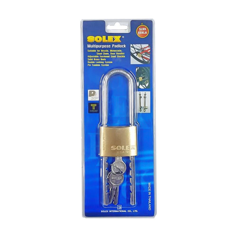 กุญแจสปริงปรับได้ SOLEX SL99 50 XLA 50 มม. สีทองเหลืองขัดเงา