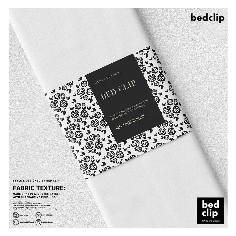 ชุดผ้าปูที่นอน 9.5 ฟุต 3 ชิ้น BED CLIP MICROTEX สีขาว