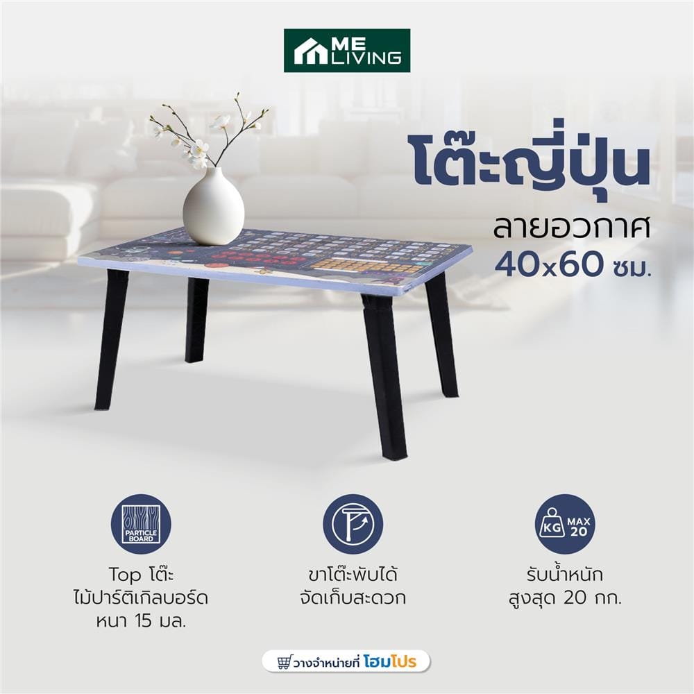 โต๊ะญี่ปุ่น ME LIVING 40x60 ซม. ลายอวกาศ
