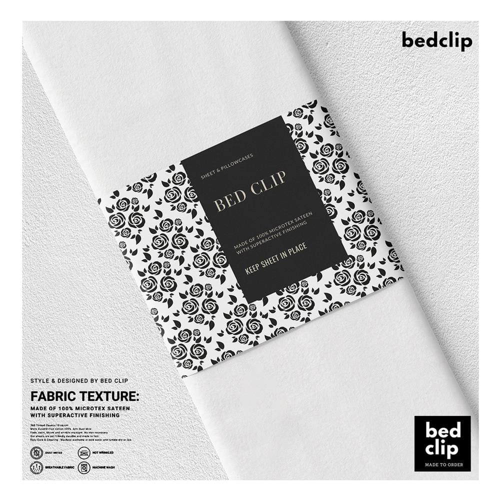 ผ้าปูที่นอน 7 ฟุต BED CLIP MICROTEX สีขาว