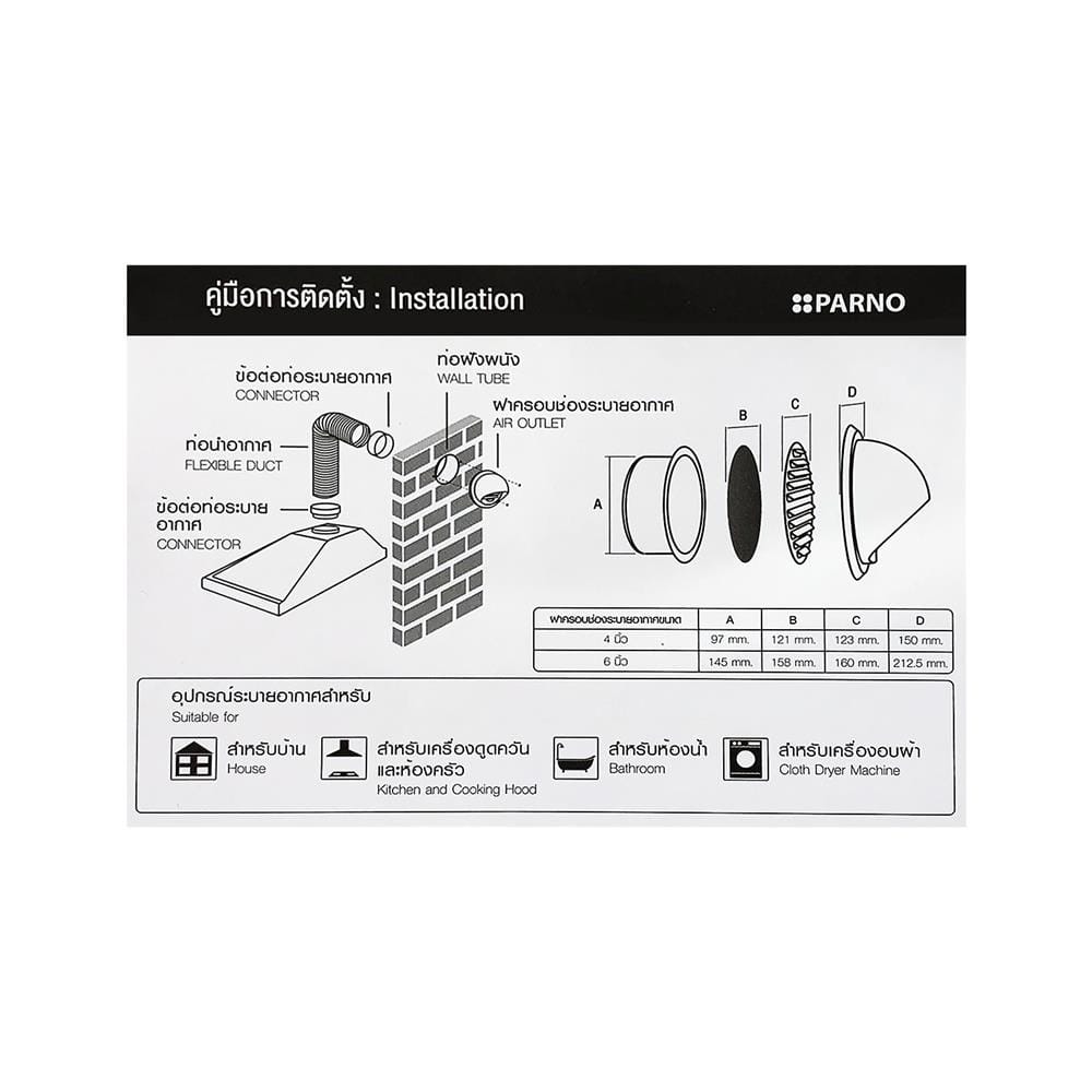 หน้ากากกันแมลงแบบกันฝน PARNO PARNO100X 10 ซม. สีเงิน