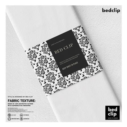 ชุดผ้าปูที่นอน 7 ฟุต 3 ชิ้น BED CLIP MICROTEX สีขาว_1
