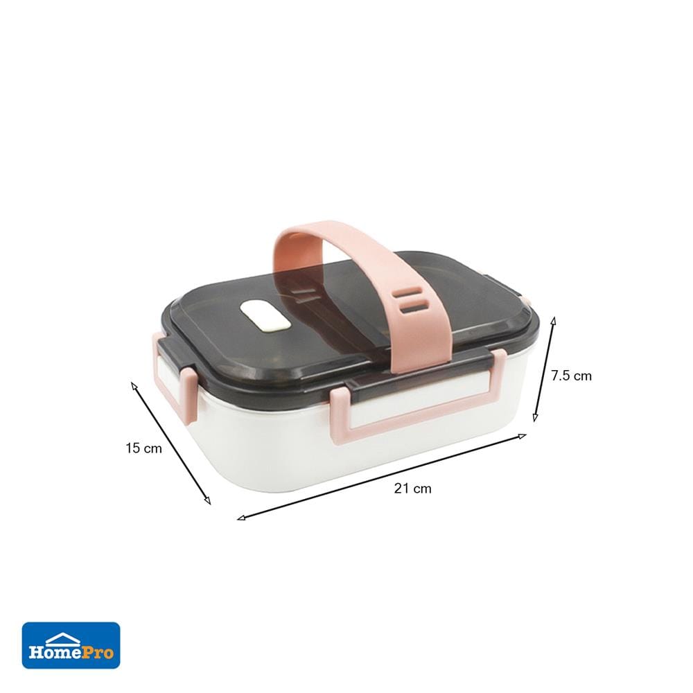กล่องอาหาร 1 ลิตร 2 ช่อง+หูหิ้ว KECH LUNCH BOX สีครีม