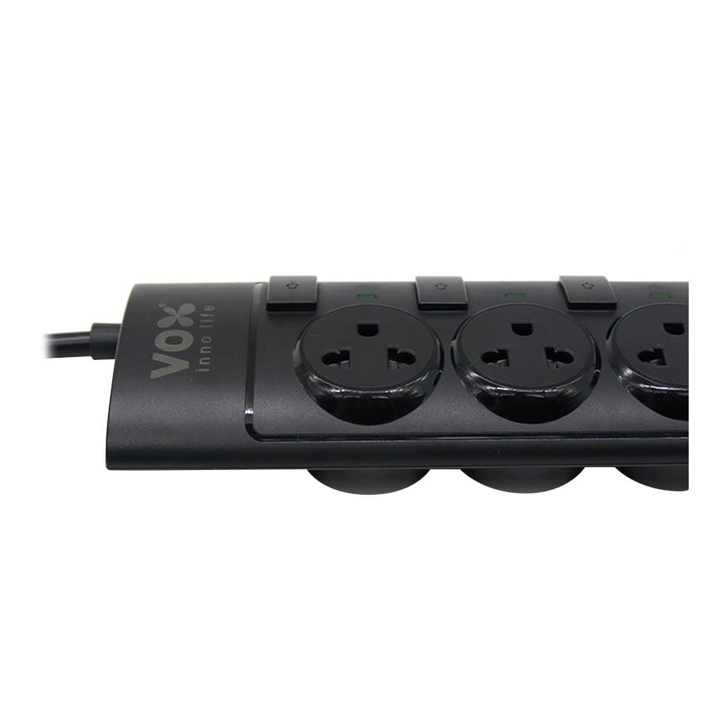 รางปลั๊กไฟ 4 ช่อง 4 สวิตช์ VOX NO01-4401 3 ม. สีดำ