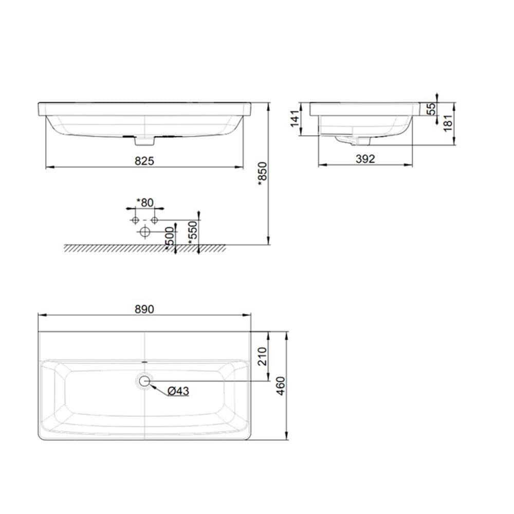อ่างล้างหน้าฝังครึ่งเคาน์เตอร์ AMERICAN STANDARD WP-F521-WT สีขาว