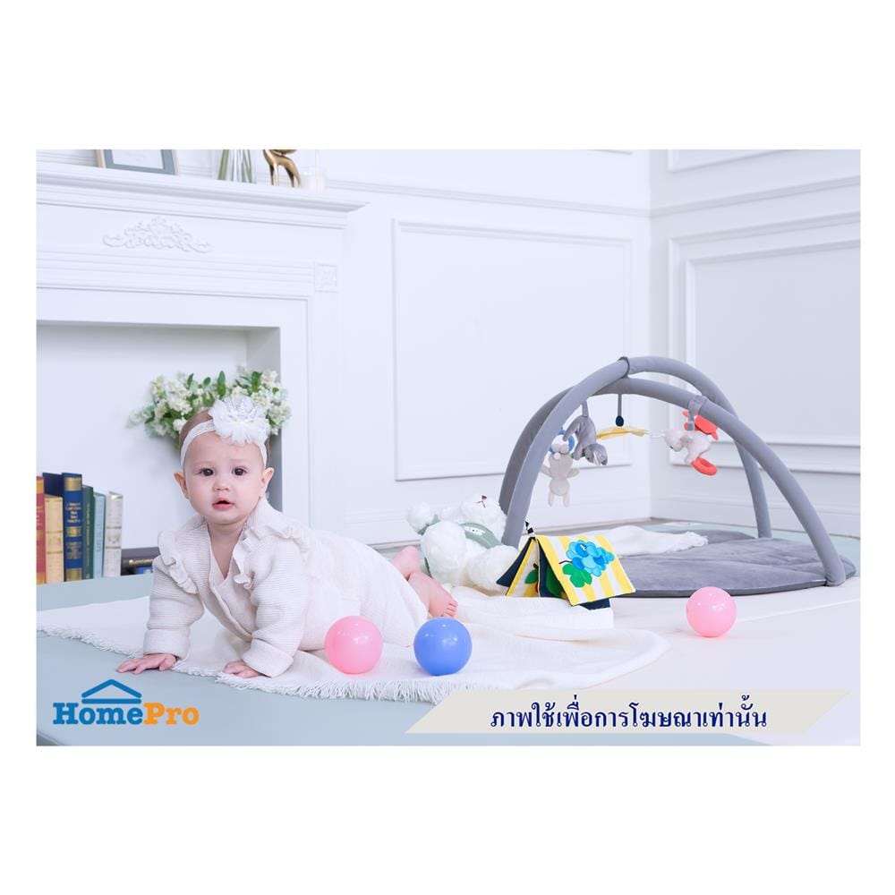 คอกกั้นเด็ก GEKO ไซซ์ 2x2 ม. หนัง PU สีเทา/ครีม
