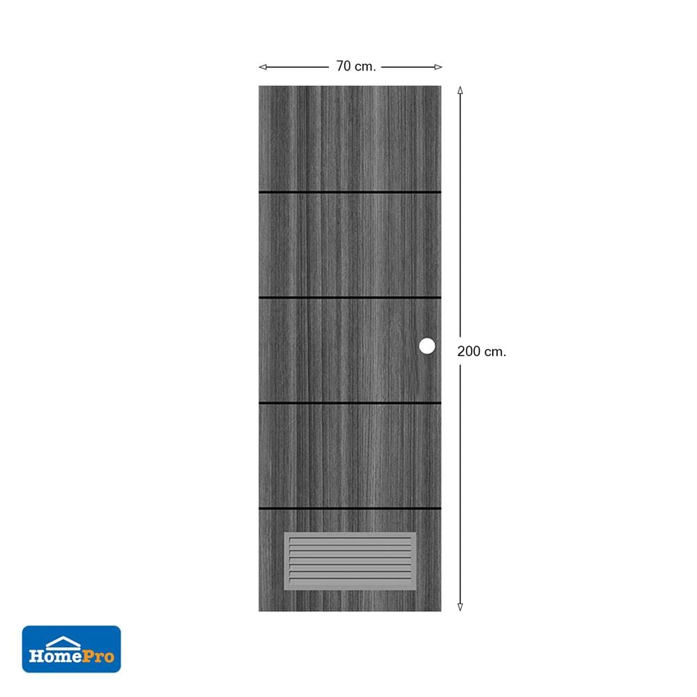 ประตูห้องน้ำ UPVC AZLE PZL4 70X200 ซม. สีเทาควัน เจาะลูกบิด