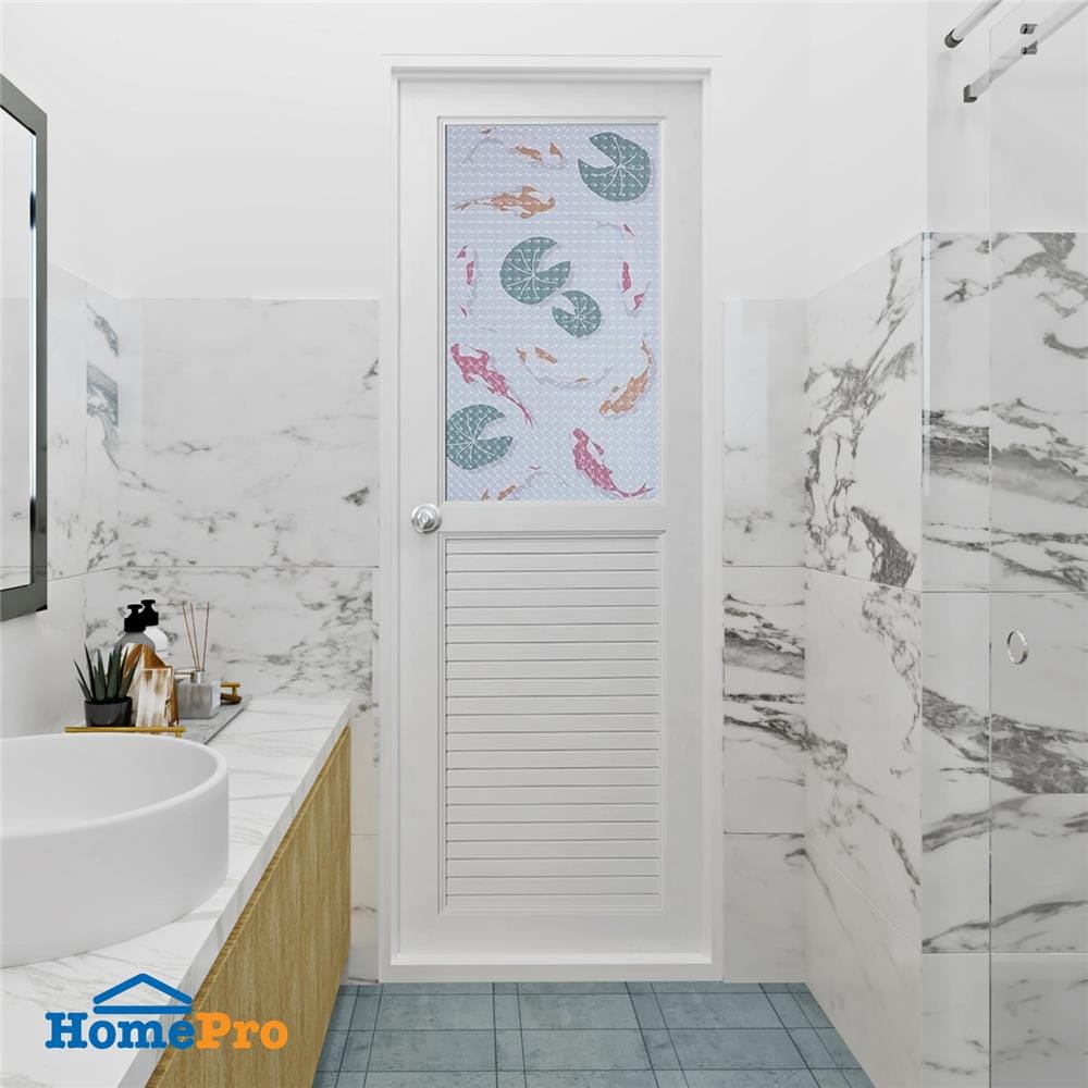ประตูห้องน้ำ UPVC AZLE AZ111 KOI FISH  70X200 ซม. สีขาว พร้อมวงกบ ไม่เจาะลูกบิด