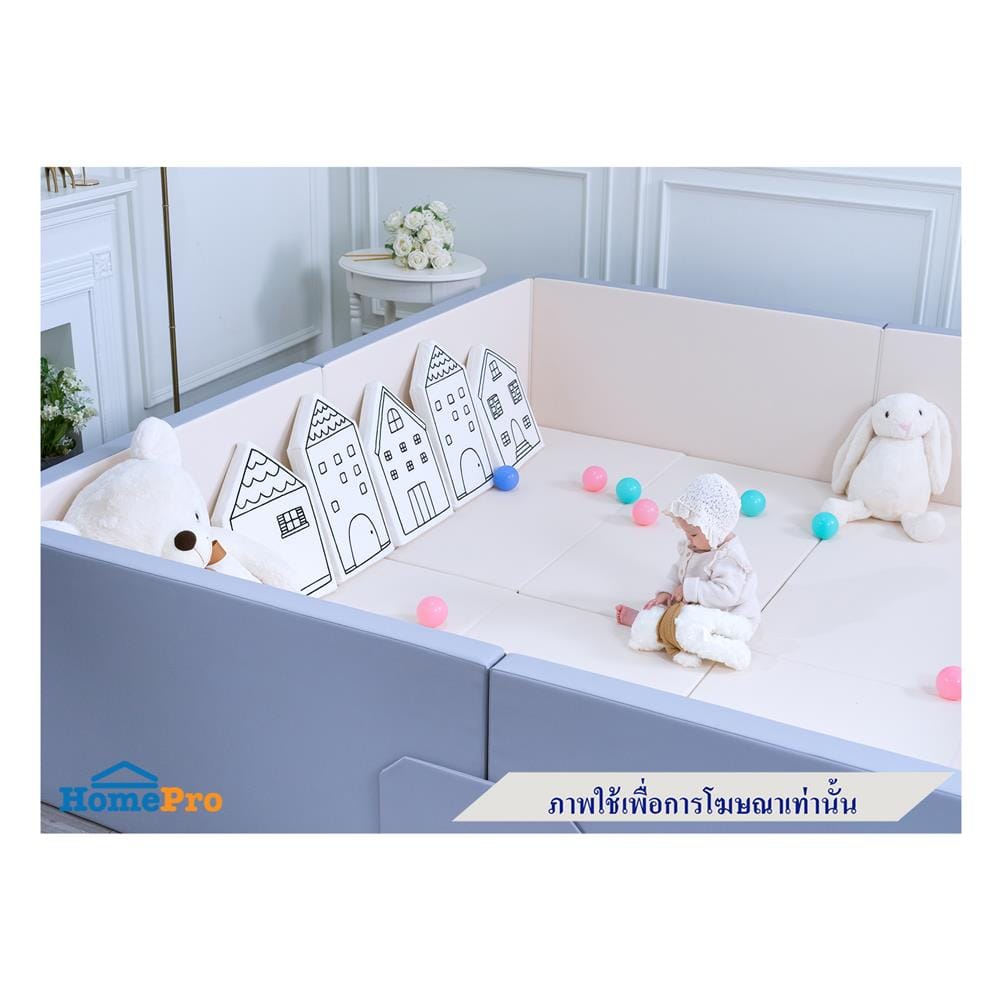 คอกกั้นเด็ก GEKO ไซซ์ S หนัง PU สีน้ำตาล/ครีม