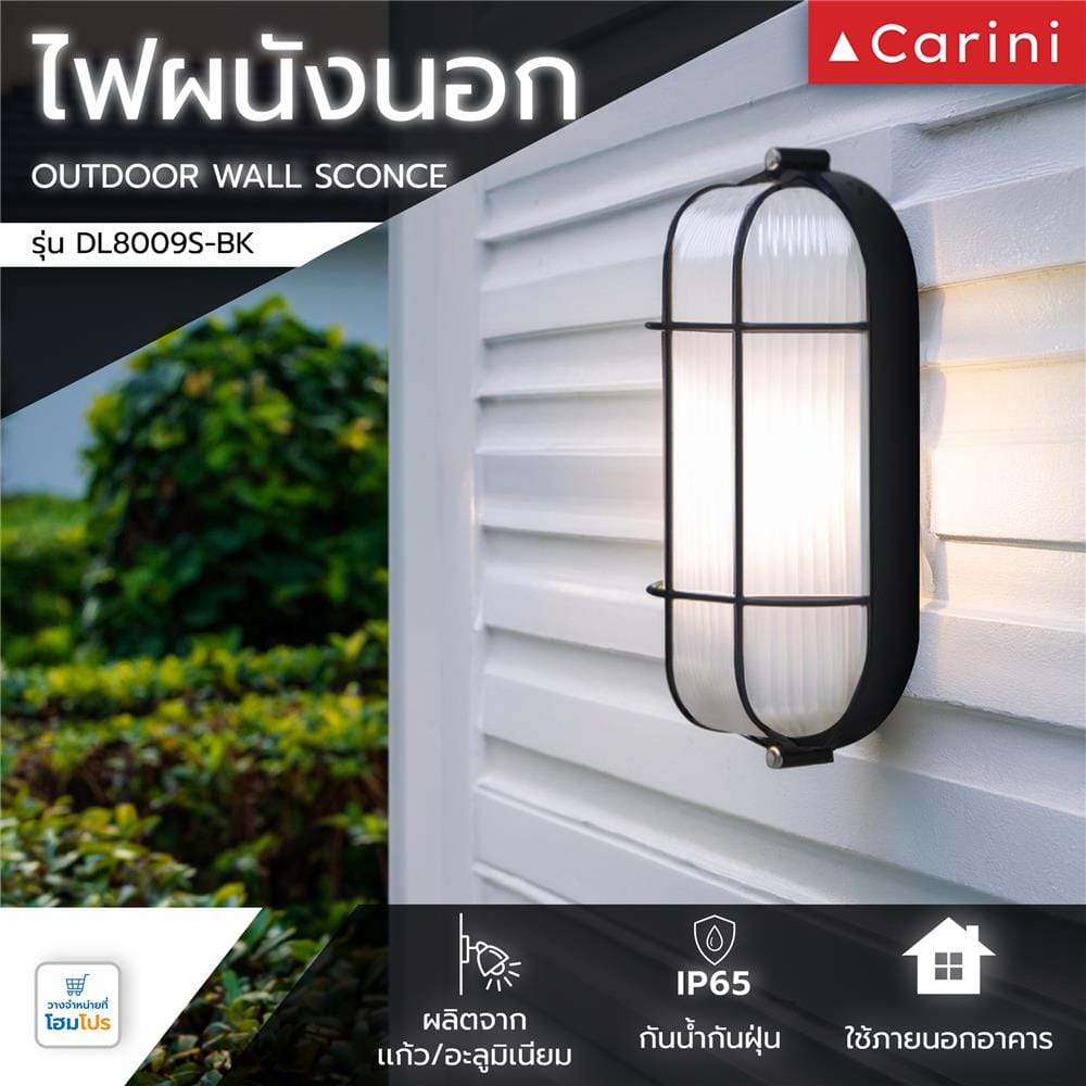 ไฟผนังภายนอก CARINI DL8009S-BK สีดำ