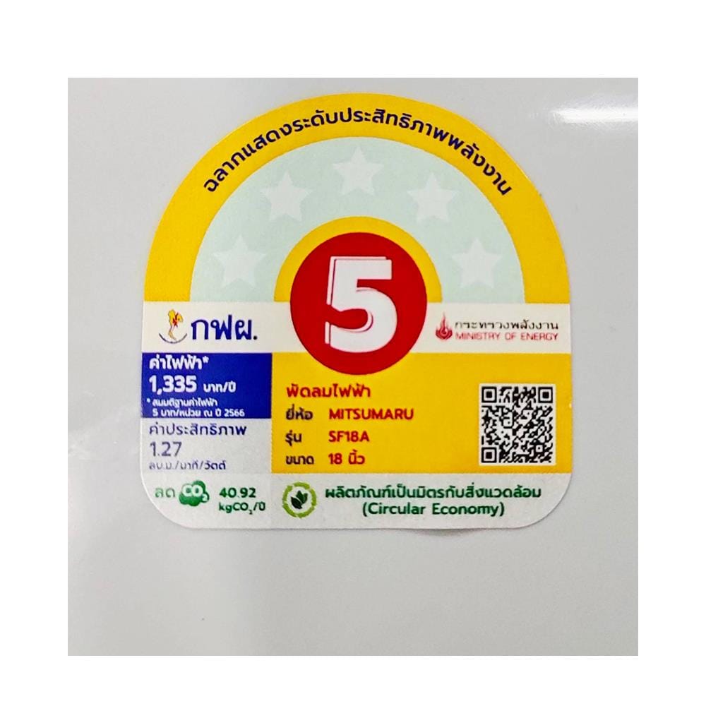 พัดลมอุตสาหกรรม 18 นิ้ว MITSUMARU SF18A สีเทา