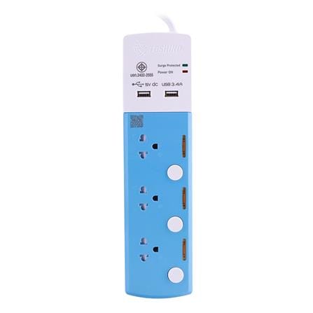 รางปลั๊กไฟ 3 ช่อง 3 สวิตช์ 2 USB TOSHINO TSP-3T 3 ม.