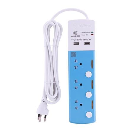 รางปลั๊กไฟ 3 ช่อง 3 สวิตช์ 2 USB TOSHINO TSP-3T 3 ม._1