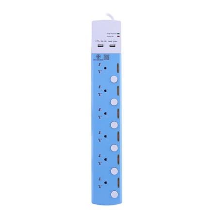 รางปลั๊กไฟ 6 ช่อง 6 สวิตช์ 2 USB TOSHINO TSP-6T 3 ม._0