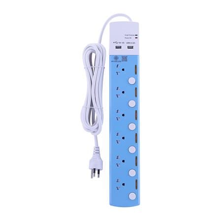 รางปลั๊กไฟ 6 ช่อง 6 สวิตช์ 2 USB TOSHINO TSP-6T 3 ม._1