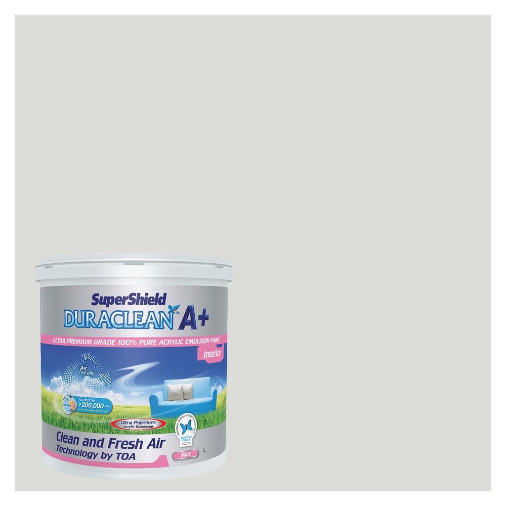 สีน้ำทาภายใน TOA SUPERSHIELD DURACLEAN A PLUS #8324 สี SILVER STREAM ด้าน 2.5 แกลลอน