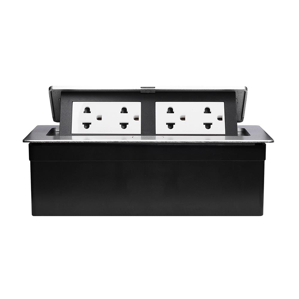 ชุดเต้ารับฝังพื้นอะลูมิเนียม 6 ช่อง HACO HTT-516S/P-E2 สีเงิน